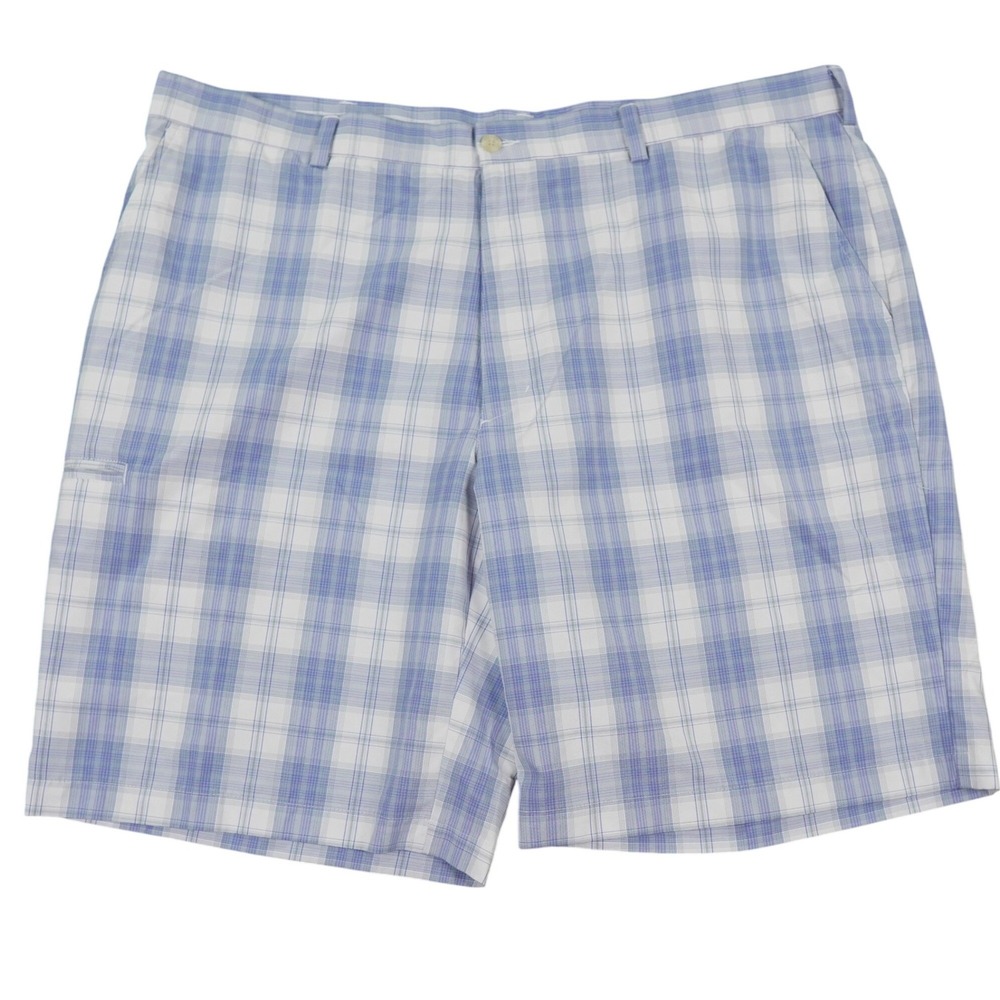 Grand Slam Golf Shorts Men 42 Blue Plaid Performance Pockets